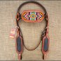 HILASON WESTERN LEATHER HORSE BRIDLE HEADSTALL TAN W/ BEADED INLAY