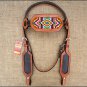 HILASON WESTERN LEATHER HORSE BRIDLE HEADSTALL TAN W/ BEADED INLAY