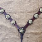 HILASON WESTERN LEATHER HORSE BREAST COLLAR DARK BROWN WITH CONCHOS