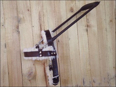 GH301-F HILASON BROWN GENUINE LEATHER X LARGE ASSISBROWNCE DOG HARNESS W/ HANDLE