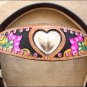 WESTERN LEATHER HORSE BRIDLE HEADSTALL BREAST COLLAR HEART HAND PAINT W/ FRINGES