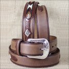 36x1 1/2" 3D BROWN DARK MENS WESTERN FASHION LEATHER BELT REMOVABLE BUCKLE