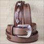 36x1 1/2" 3D BROWN DARK MENS WESTERN FASHION LEATHER BELT REMOVABLE BUCKLE