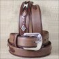 36x1 1/2" 3D BROWN DARK MENS WESTERN FASHION LEATHER BELT REMOVABLE BUCKLE