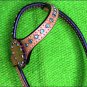 NEW HILASON WESTERN LEATHER HORSE ONE EAR BRIDLE HEADSTALL RHINESTONES TAN S448