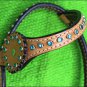 NEW HILASON WESTERN LEATHER HORSE ONE EAR BRIDLE HEADSTALL RHINESTONES TAN S448