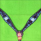 F06 HILASON WESTERN LEATHER HORSE BREAST COLLAR BROWN TURQUOISE BLING CONCHO