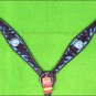 F06 HILASON WESTERN LEATHER HORSE BREAST COLLAR BROWN TURQUOISE BLING CONCHO