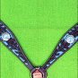 F06 HILASON WESTERN LEATHER HORSE BREAST COLLAR BROWN TURQUOISE BLING CONCHO