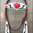 S80 HILASON WESTERN LEATHER HORSE HEADSTALL BRIDLE HAND PAINT RED ROSECROSS GUN