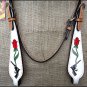 S80 HILASON WESTERN LEATHER HORSE HEADSTALL BRIDLE HAND PAINT RED ROSECROSS GUN