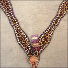 HILASON WESTERN LEATHER HORSE BREAST COLLAR GIRAFFE PRINT CLEAR CRYSTAL