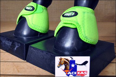 LARGE TOUGH 1 NO TURN QUICK WRAP EXTREME VENTED NEOPRENE HORSE BELL BOOTS GREEN