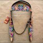 HILASON WESTERN LEATHER HORSE BRIDLE HEADSTALL BREAST COLLAR HAND PAINT FRINGES