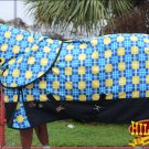78" HILASON 1200D WATERPROOF POLY TURNOUT HORSE BLANKET NECK COVER BLUE YELLOW