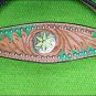 HILASON WESTERN LEATHER HORSE HEADSTALL BRIDLE TAN GREEN HAND PAINT CONCHO BLING