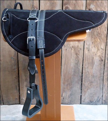 HILASON NATURAL HORSEMANSHIP LEATHER BAREBACK ENGLISH TREELESS SADDLE PAD BLACK