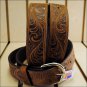 40 inch SILVER CREEK WESTERN SCROLL TOOL LEATHER MANS BELT BROWN MADE IN THE USA