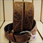 40 inch SILVER CREEK WESTERN SCROLL TOOL LEATHER MANS BELT BROWN MADE IN THE USA