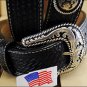 36 inch JUSTIN ROUND EM UP TOOLED WESTERN LEATHER BELT BLACK MADE IN THE USA