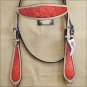 HILASON WESTERN LEATHER HORSE BRIDLE HEADSTALL TAN W/ RED GLITTER INLAY