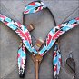 HILASON WESTERN LEATHER ONE EAR HORSE HEADSTALL BREAST COLLAR INDIAN FEATHER