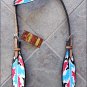HILASON WESTERN LEATHER ONE EAR HORSE HEADSTALL BREAST COLLAR INDIAN FEATHER