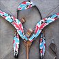 HILASON WESTERN LEATHER ONE EAR HORSE HEADSTALL BREAST COLLAR INDIAN FEATHER