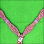 HILASON WESTERN LEATHER HORSE BREAST COLLAR PINK HAND PAINT W/ CONCHO