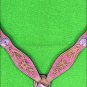 HILASON WESTERN LEATHER HORSE BREAST COLLAR PINK HAND PAINT W/ CONCHO