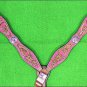 HILASON WESTERN LEATHER HORSE BREAST COLLAR PINK HAND PAINT W/ CONCHO