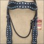 V1 HILASON WESTERN LEATHER BRIDLE HEADSTALL BLACK TURQUOISE CRYSTAL HAND CARVED