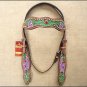 HILASON WESTERN LEATHER HORSE HEADSTALL BRIDLE HAND PAINT GREEN PURPLE
