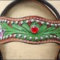 HILASON WESTERN LEATHER HORSE HEADSTALL BRIDLE HAND PAINT GREEN PURPLE