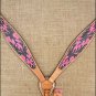 S582 HILASON WESTERN LEATHER HORSE BREAST COLLAR HAND PAINT FLAME BLACK PINK