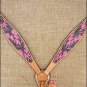 S582 HILASON WESTERN LEATHER HORSE BREAST COLLAR HAND PAINT FLAME BLACK PINK