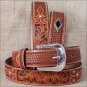 36x1 1/2" 3D NATURAL MENS WESTERN FASHION LEATHER FLORAL BELT REMOVABLE BUCKLE