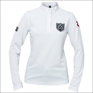 HORZE COOL WOMEN COMPETITION SHIRT RIDING STANDING COLLAR LONG SLEEVES WHITE