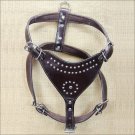 DH904-F HILASON PADDED GENUINE DARK BROWN LEATHER DOG HARNESS SIZE LARGE