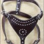 DH904-F HILASON PADDED GENUINE DARK BROWN LEATHER DOG HARNESS SIZE LARGE