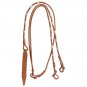 TOUGH 1 ROYAL KING BRAIDED SHOW ROMEL REINS W/ SILVER LAYERED FERRULES LIGHT OIL