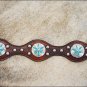 NEW HILASON WESTERN LEATHER HORSE BREAST DARK BROWN COLLAR W/ BLUE FLORAL CONCHO