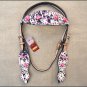 HILASON WESTERN LEATHER HORSE HEADSTALL BRIDLE COWHIDE w/ PINK STONE