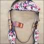HILASON WESTERN LEATHER HORSE HEADSTALL BRIDLE COWHIDE w/ PINK STONE