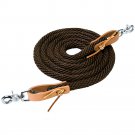3/8" X 8' WEAVER LEATHER ENDS POLY ROPER REIN W/ SCISSOR SNAP BROWN