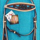 NEW HILASON WESTERN LEATHER HORSE BRIDLE HEADSTALL W/ TURQUOISE INLAY