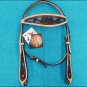 NEW HILASON WESTERN LEATHER HORSE BRIDLE HEADSTALL W/ TURQUOISE INLAY