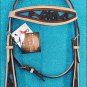 NEW HILASON WESTERN LEATHER HORSE BRIDLE HEADSTALL W/ TURQUOISE INLAY