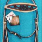 NEW HILASON WESTERN LEATHER HORSE BRIDLE HEADSTALL W/ TURQUOISE INLAY