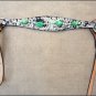 HILASON WESTERN LEATHER HORSE BREAST COLLAR COWHIDE W/ GREEN STONE
